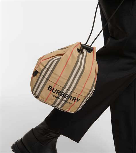 burberry phoebe pouch|Phoebe Check drawstring pouch in beige .